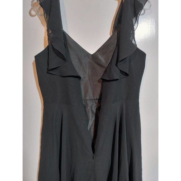 Jenny Yoo Kelli Formal Gown midi Dress Off the shoulder black chiffon size 8 - Picture 11 of 11